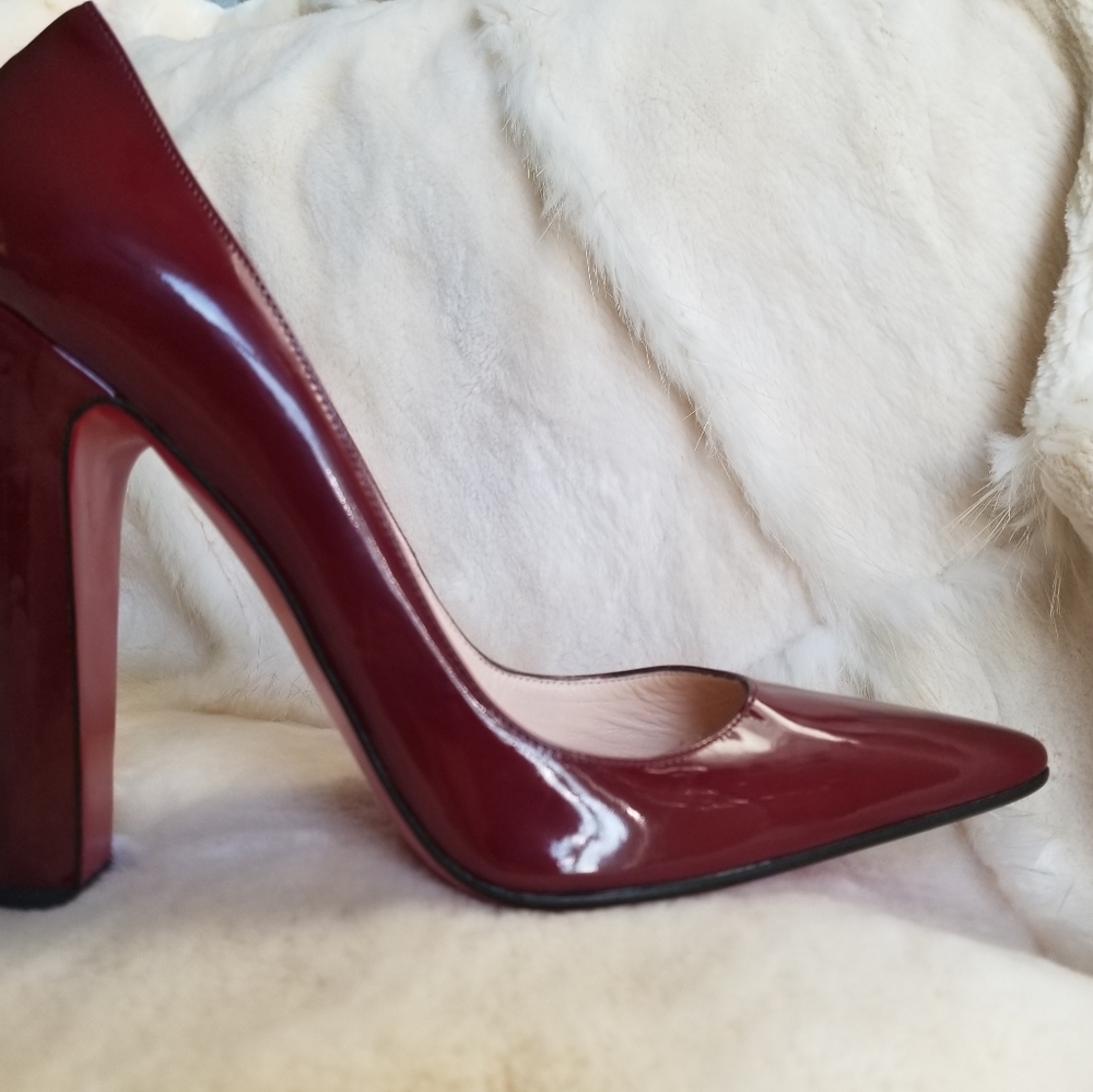 NEVER WORN. Christian Louboutin, Blood Red,size 38.5/8.5, with bag,